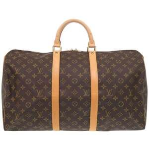 LOUIS VUITTON Authentic Brown Monogram Keepall 50 Boston Bag